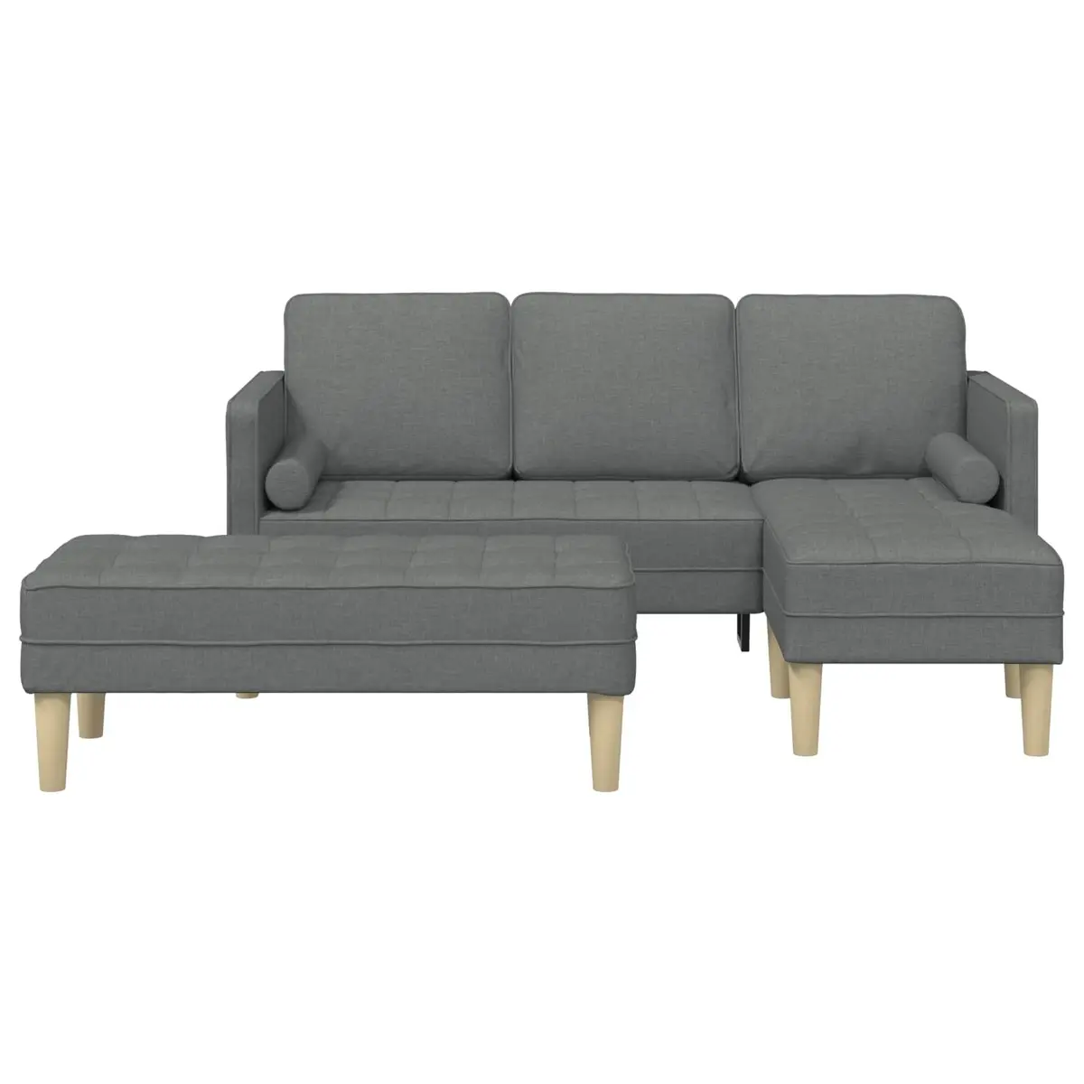 Modular Sofa Set Grey 2 Pieces Polyester Breathable Upholstery