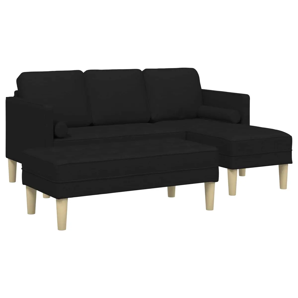 Modular Sofa Set Black 2 Pieces Polyester Flat Armrests Contemporary