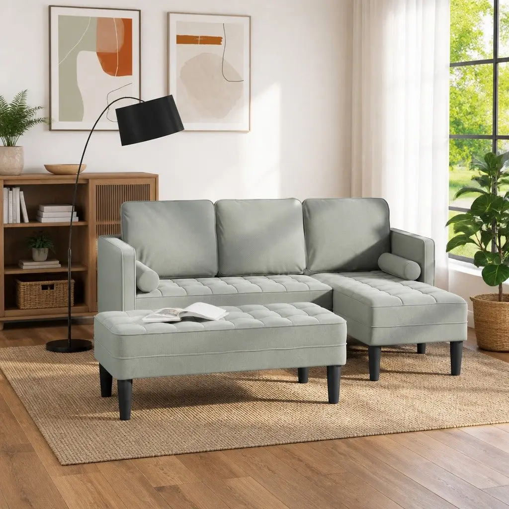 Sofa Set Light Grey 2 pcs Modular Lounge Couch