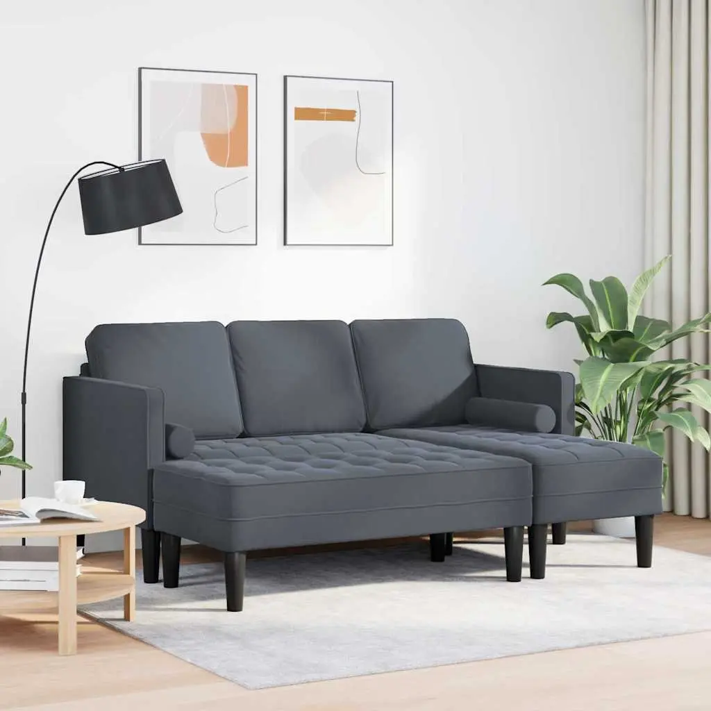 Modern Modular Sofa Set 2-Piece Grey Polyester Living Room Furniture