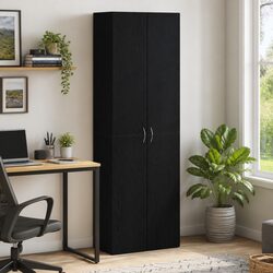 Office Filing Cabinet Black Storage Organizer Engineered Wood Shelves Hinge