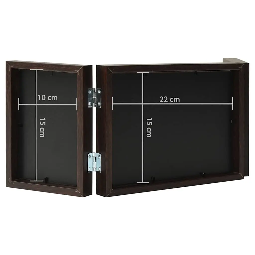 Trifold Photo Frame Collage Display Brown 22x15 cm Plus 2x 10x15 cm Hinged