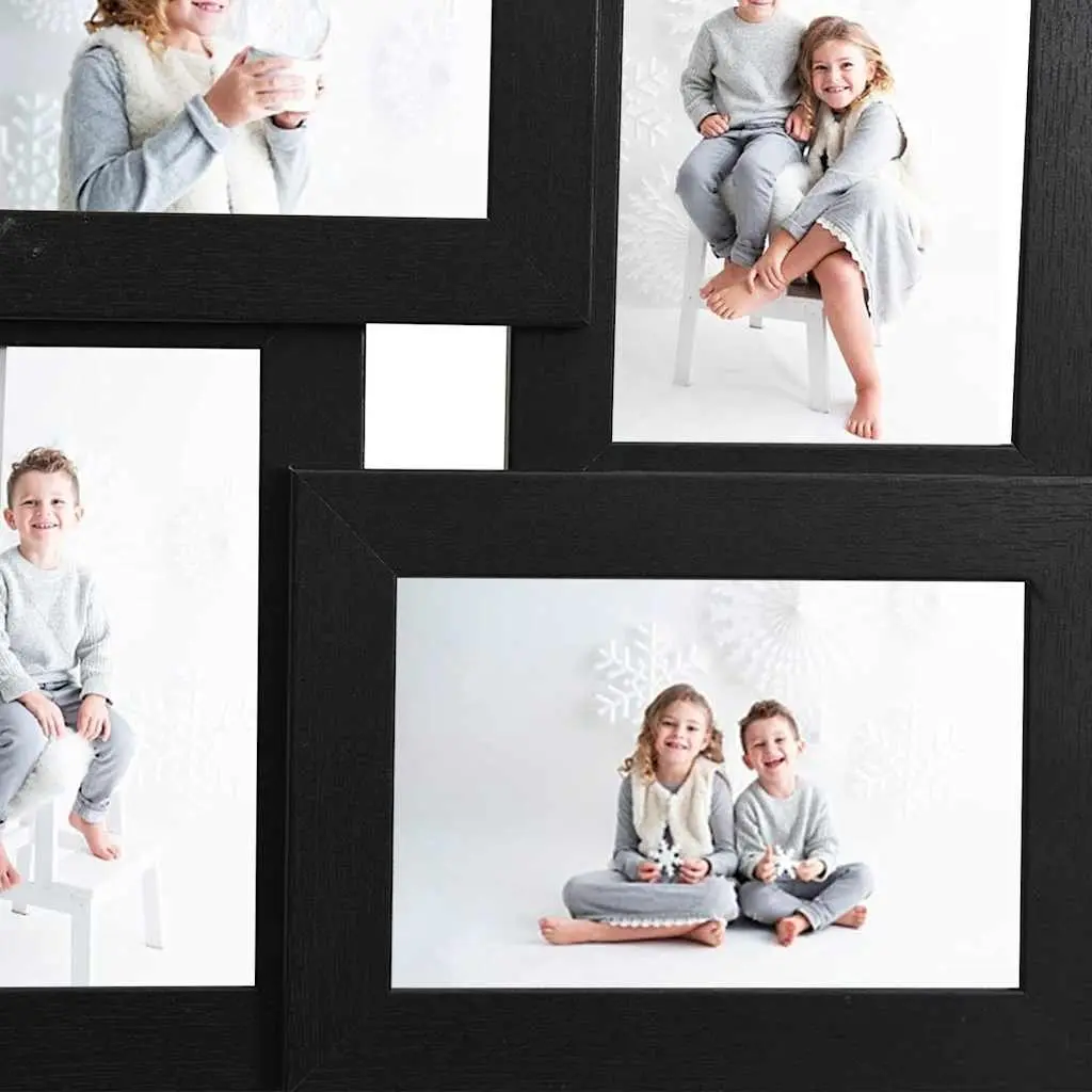 Collage Photo Frame Black 4 Opening 13x18 cm Wall Table Decor
