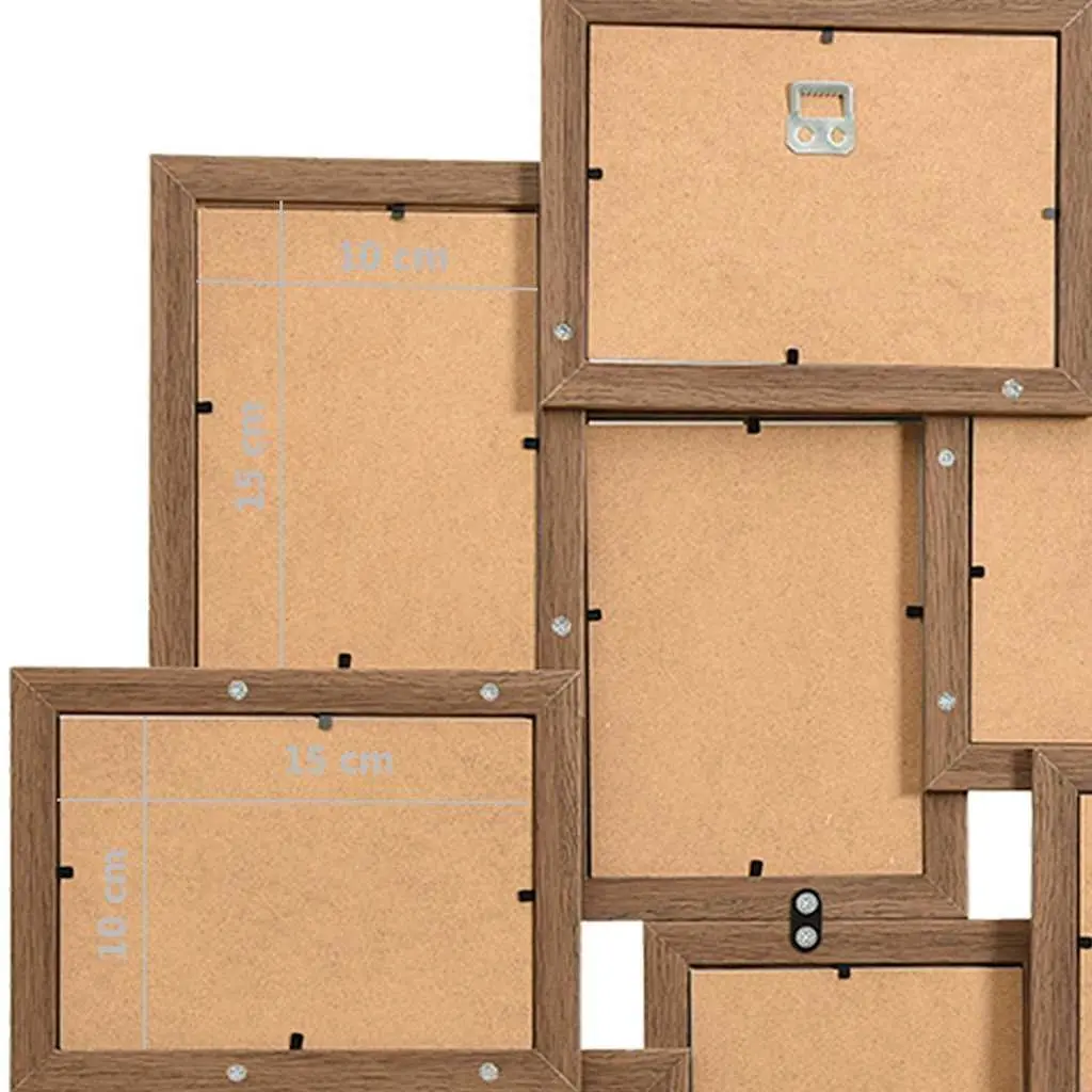Collage Photo Frame 10 Piece Set Wall Display Home Decor Gallery Light Brown