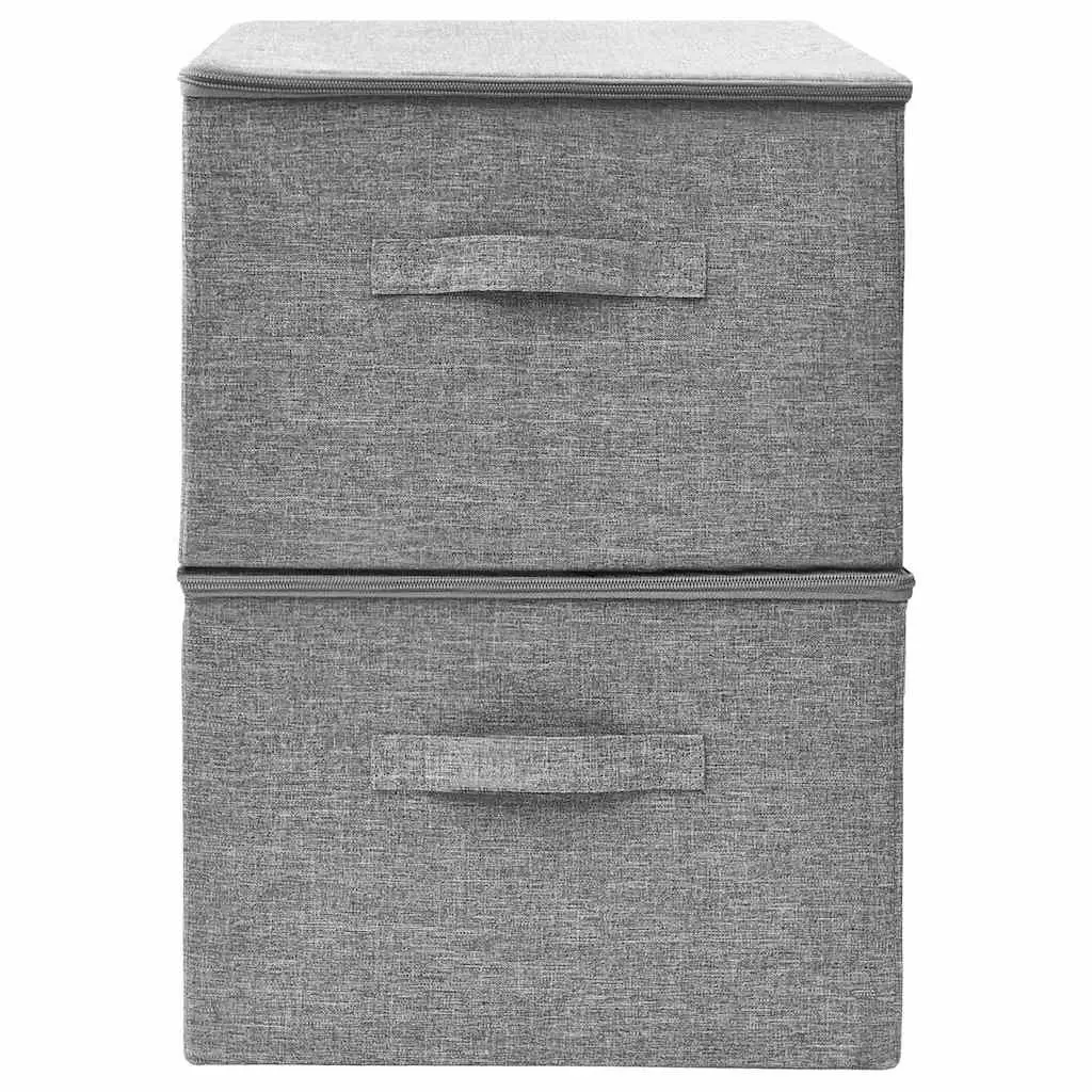 Foldable Fabric Storage Boxes 2 pcs Household Organiser Grey 43x34x23 cm