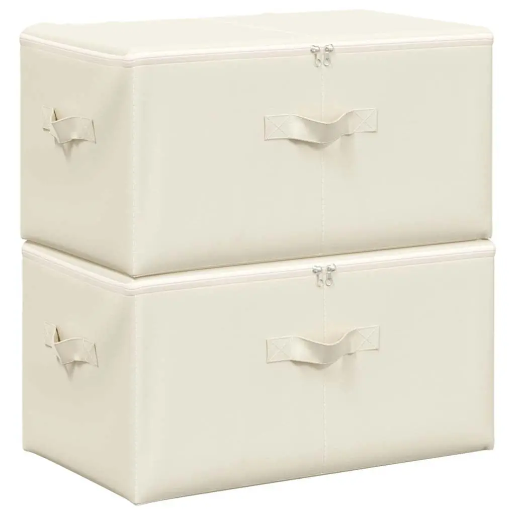 Fabric Storage Boxes Set 2 pcs Foldable Household Organiser Cream 43x34x23cm