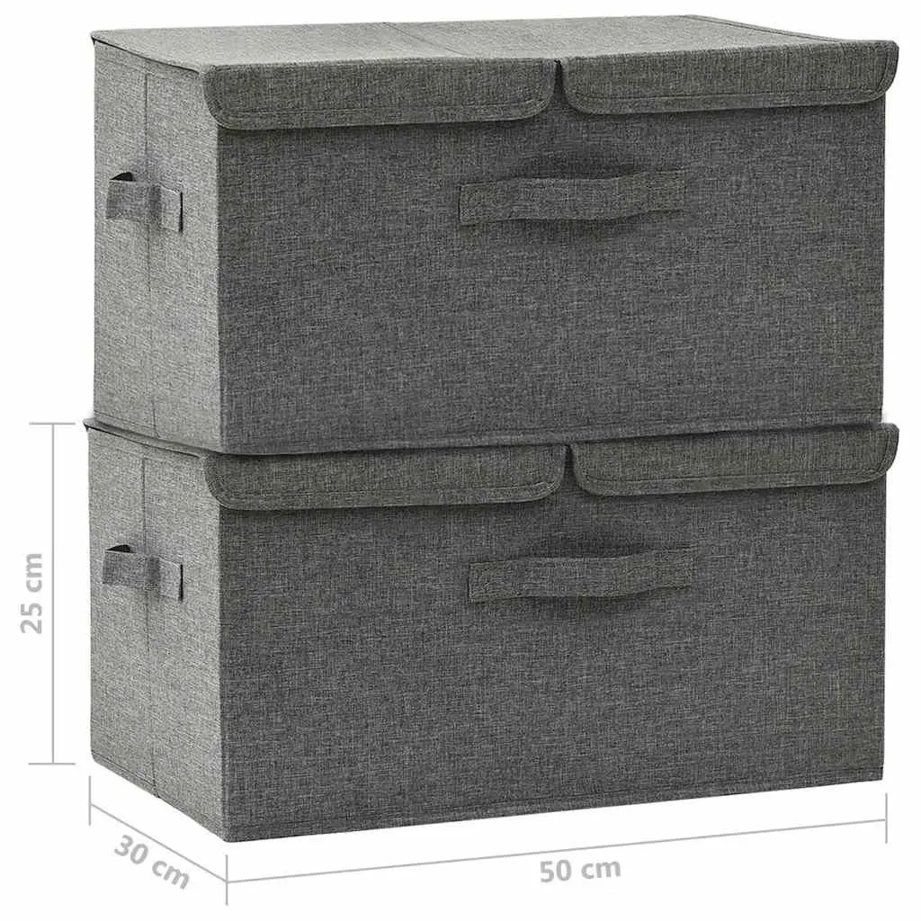 Storage Boxes Anthracite Non-Woven Fabric Folding with Handle 2 Compartment