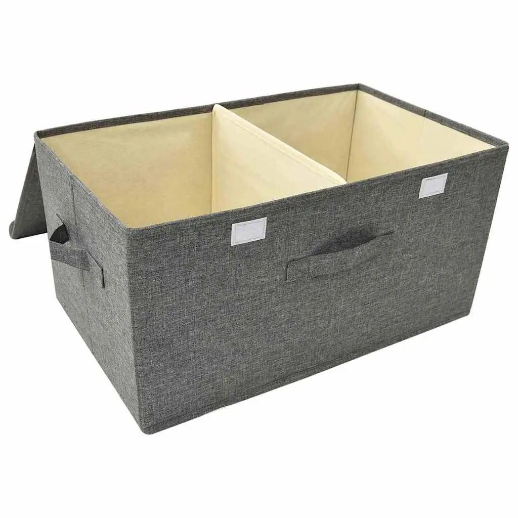 Storage Boxes Anthracite Non-Woven Fabric Folding with Handle 2 Compartment