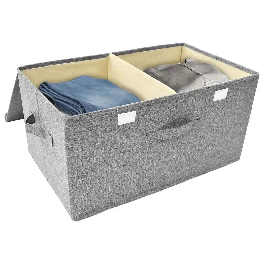 Storage Boxes Grey 2 Compartments Non-Woven Fabric Foldable Home Organiser