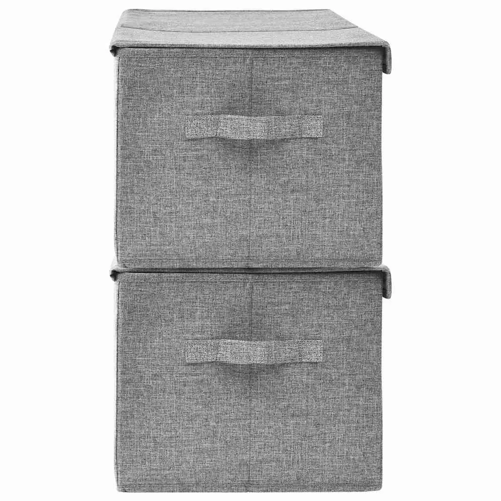 Storage Boxes Grey 2 Compartments Non-Woven Fabric Foldable Home Organiser