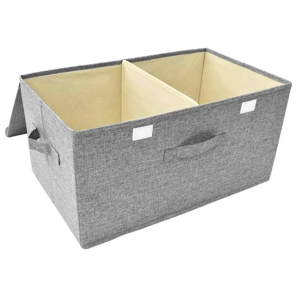 Storage Boxes Grey 2 Compartments Non-Woven Fabric Foldable Home Organiser