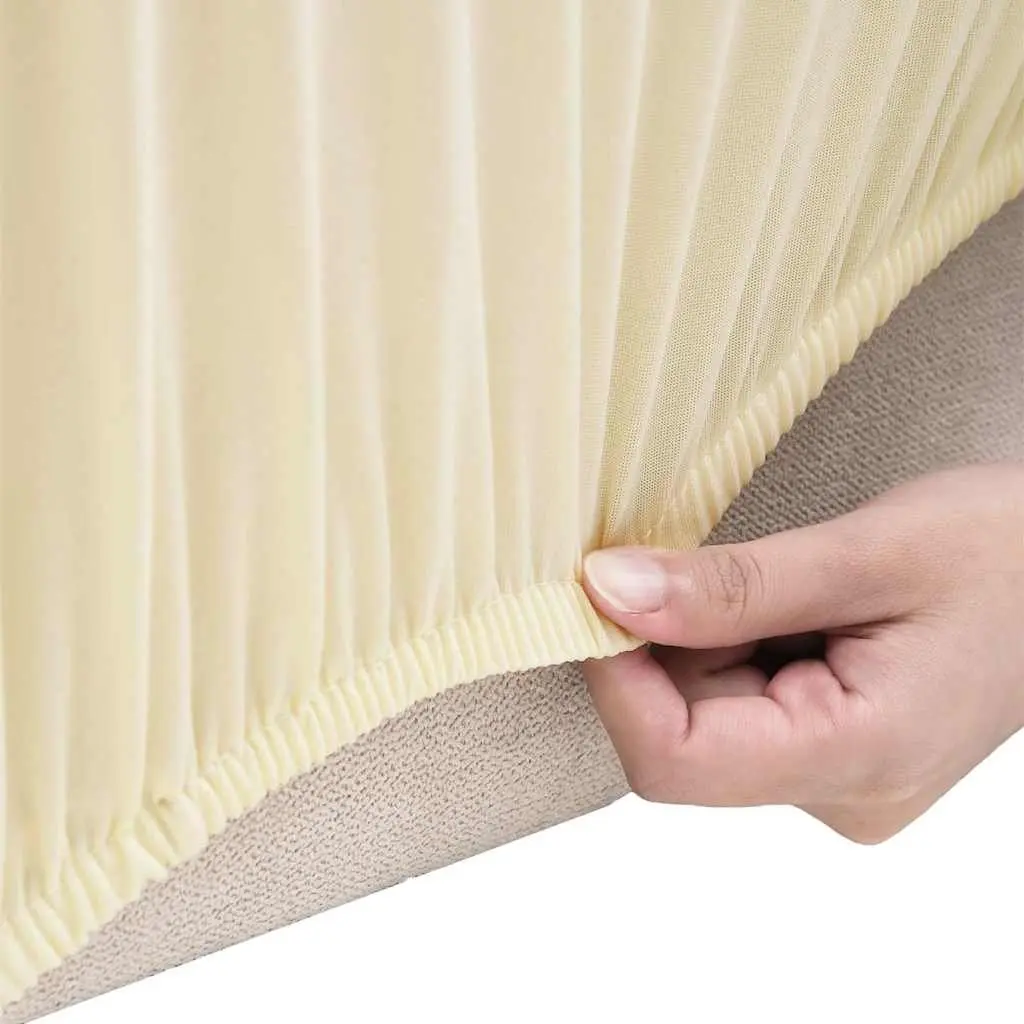 2-Seater Slipcover Cream Polyester Jersey Stretchable Sofa Furniture