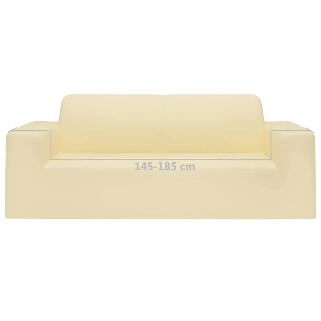 2-Seater Slipcover Cream Polyester Jersey Stretchable Sofa Furniture