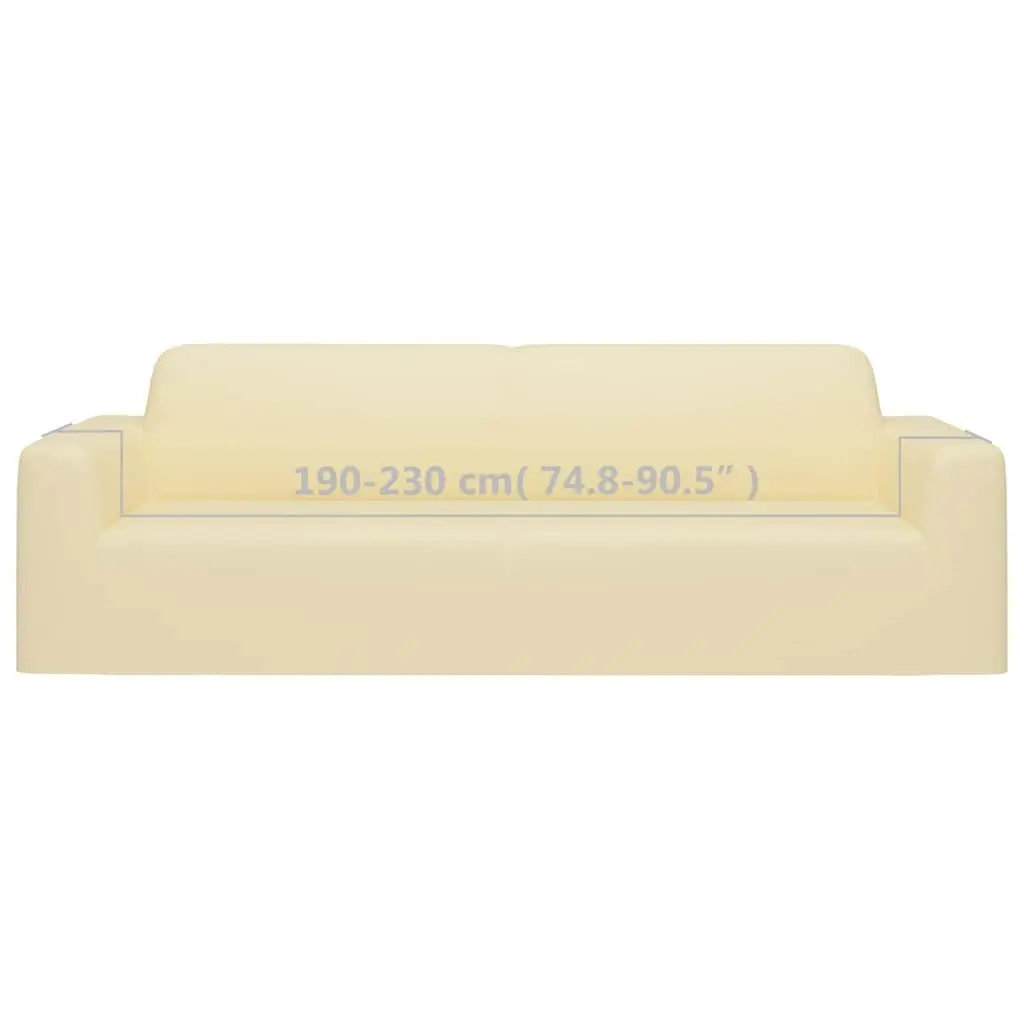 3-Seater Slipcover Cream Polyester Jersey Stretch Sofa Protector