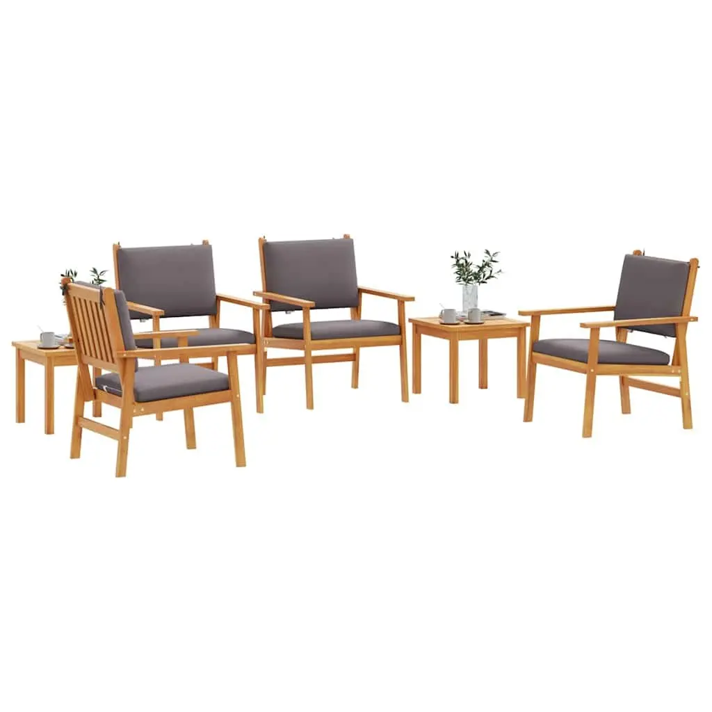 Garden Sofa Set Brown 6 Pieces Modern Outdoor Furniture Weather-Resistant Acacia Wood Frame