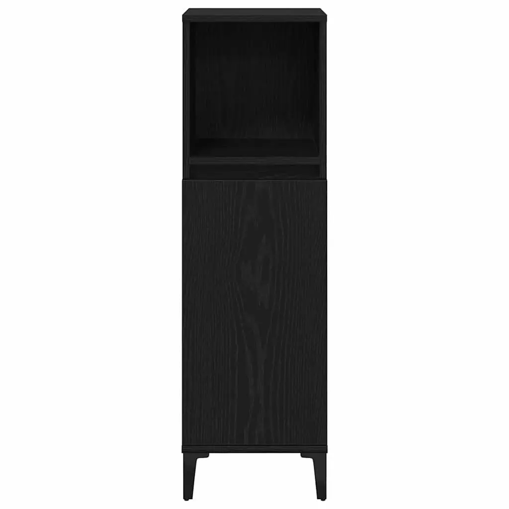 Bathroom Furniture Set Black Oak 3 Piece Wall-mounted Storage with Doors