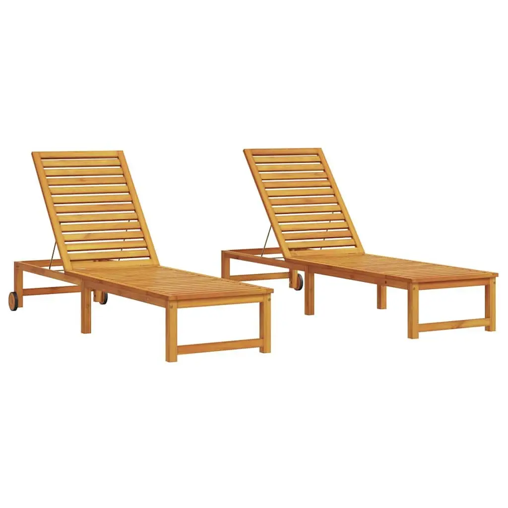 Sun Lounger Brown 2 Piece Outdoor Lounging Chair Adjustable Backrest Garden Furniture