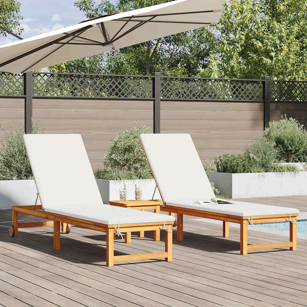 Sun Lounger Brown 2 Piece Outdoor Lounging Chair Adjustable Backrest Garden Furniture