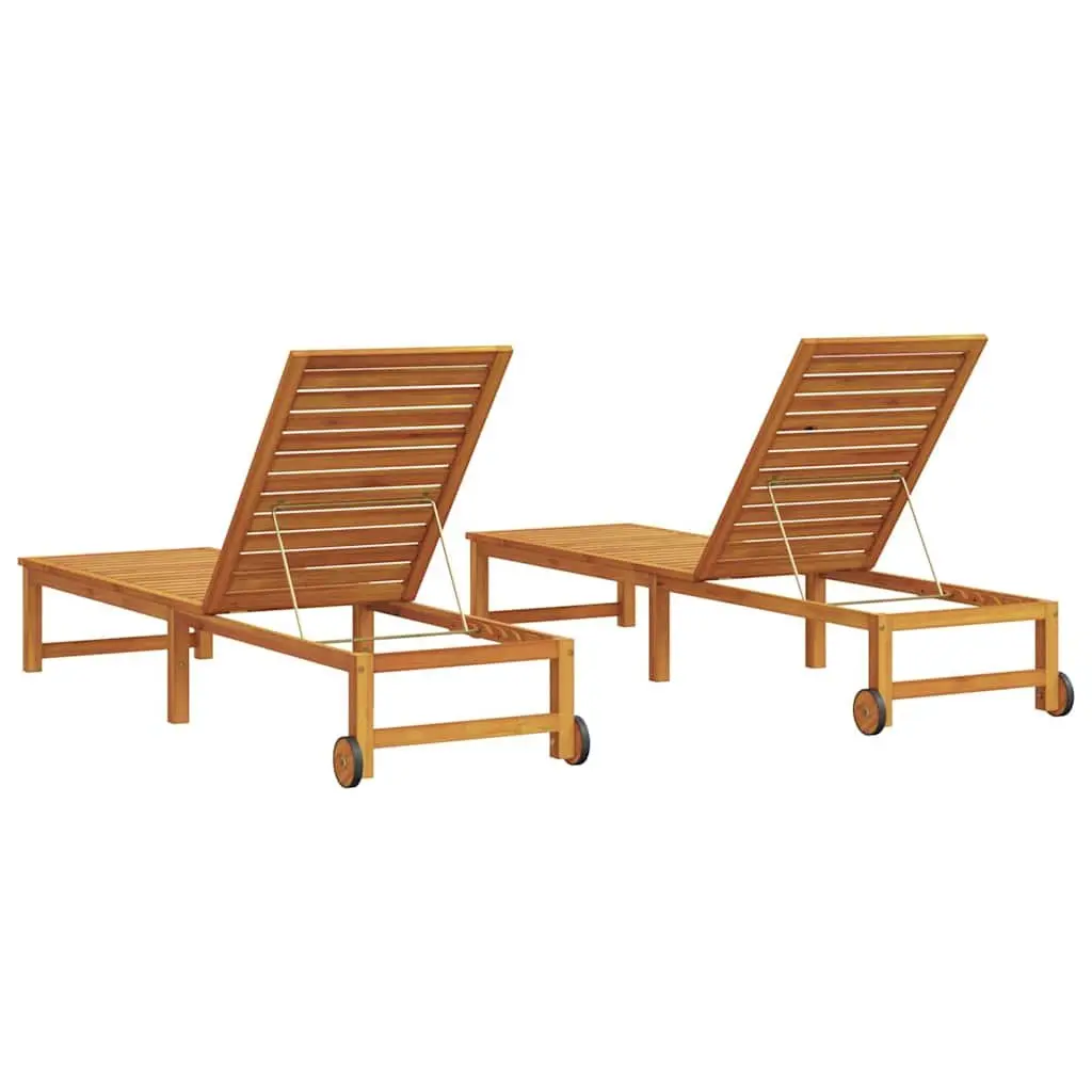Sun Lounger Brown 2 Piece Outdoor Lounging Chair Adjustable Backrest Garden Furniture