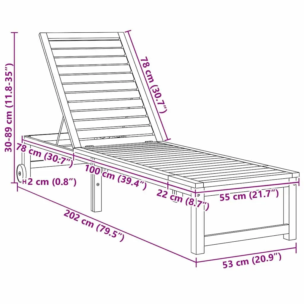 Sun Lounger Brown 2 Piece Outdoor Lounging Chair Adjustable Backrest Garden Furniture