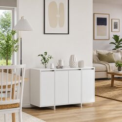 White Rectangular Sideboard with Easy Access Doors