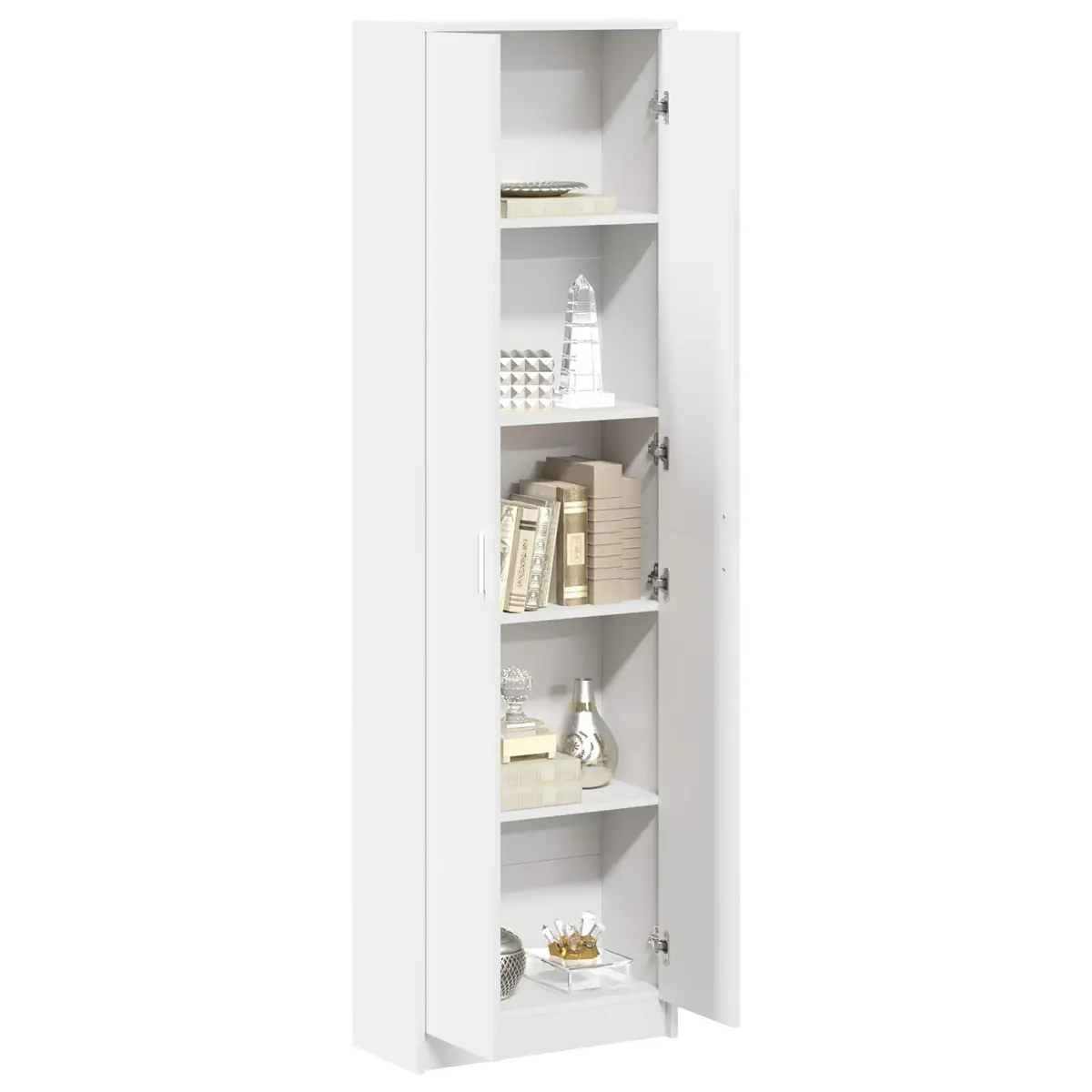 Wardrobe White 55x25x189cm Hinge Doors with Shelf Storage for Bedroom Furniture