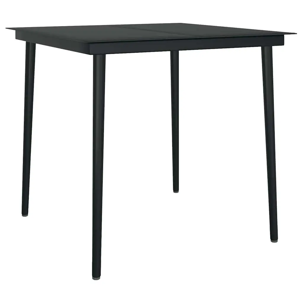 5 Piece Garden Dining Set Black Poly Rattan Glass Table Weather Resistant Outdoor Furniture
