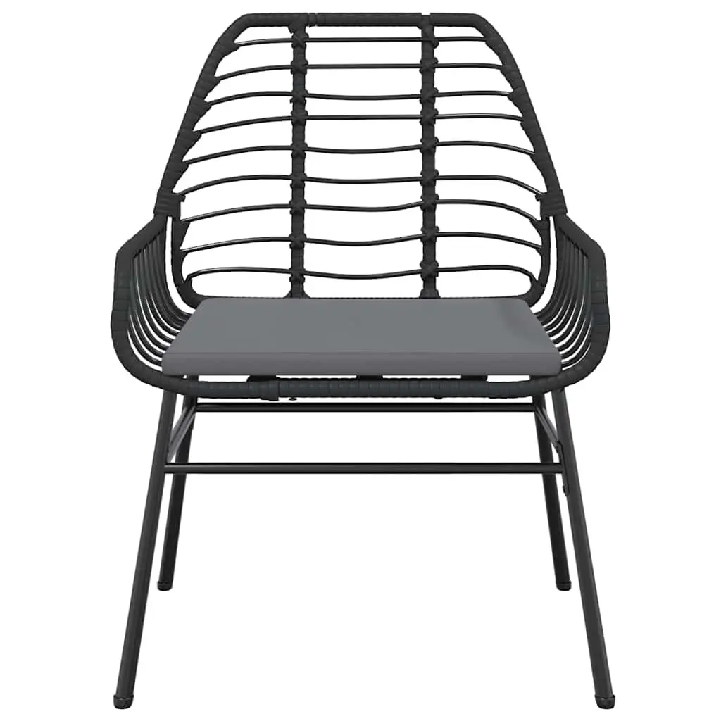5 Piece Garden Dining Set Black Rattan Cushioned Outdoor Patio Furniture