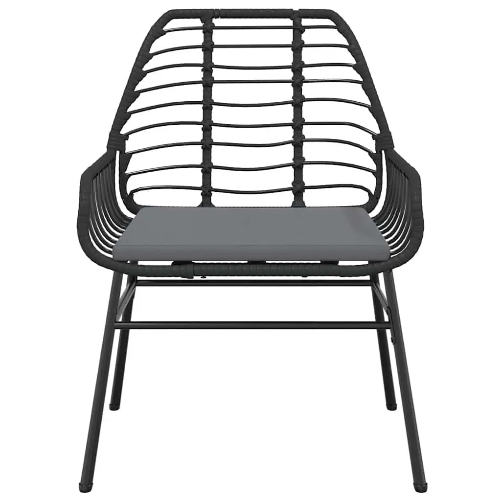 5 Piece Garden Dining Set Outdoor Patio Furniture Black Poly Rattan Glass Table