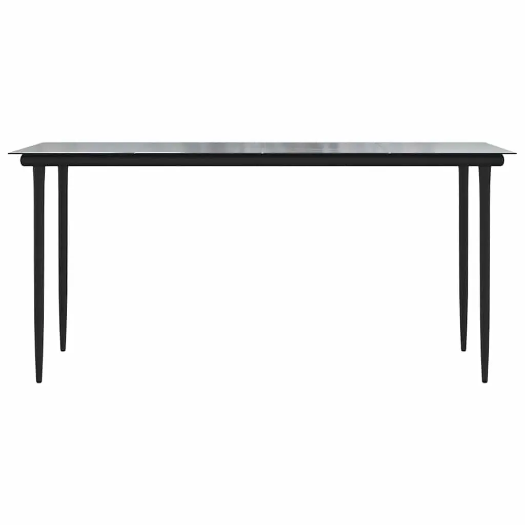 5 Piece Garden Dining Set Outdoor Patio Furniture Black Poly Rattan Glass Table