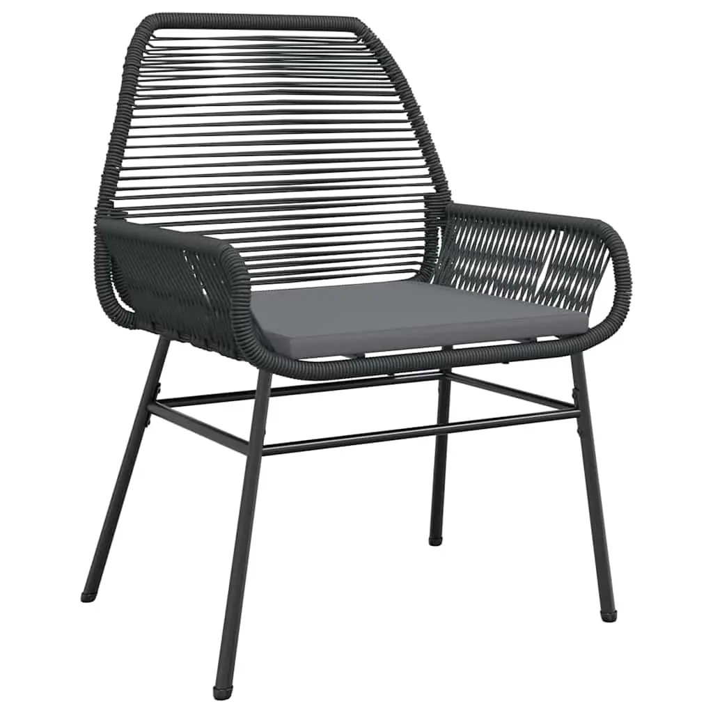 Garden Dining Set 3 Piece Outdoor Furniture with Cushions Black Rattan Glass