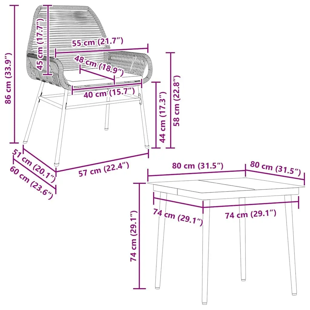 Outdoor Dining Set Black 5 Piece Poly Rattan Furniture with Cushions