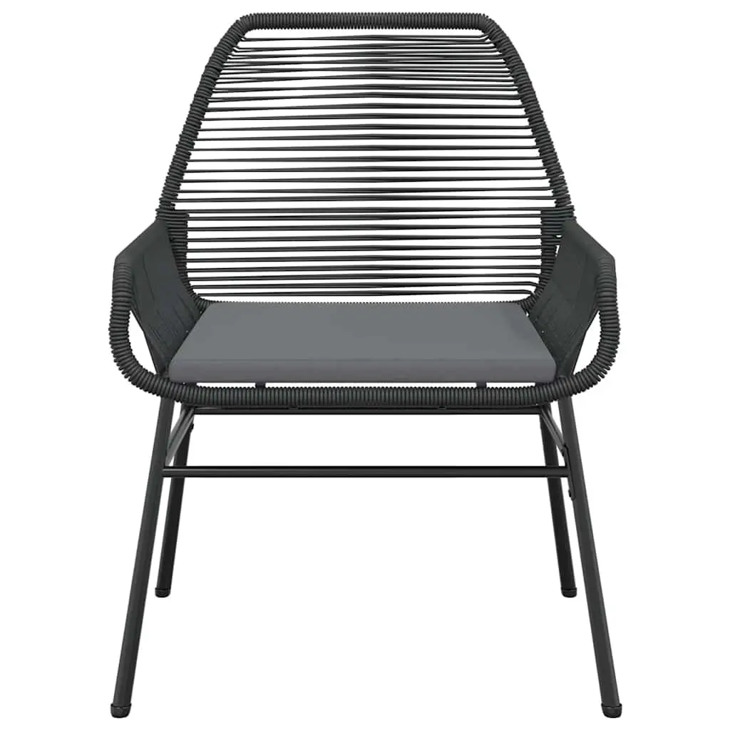 Garden Dining Set 5 Piece Black Poly Rattan Patio Furniture with Cushions Glass