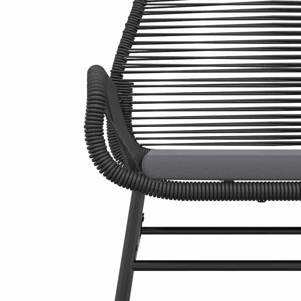 Garden Dining Set 5 Piece Black Poly Rattan Patio Furniture with Cushions Glass