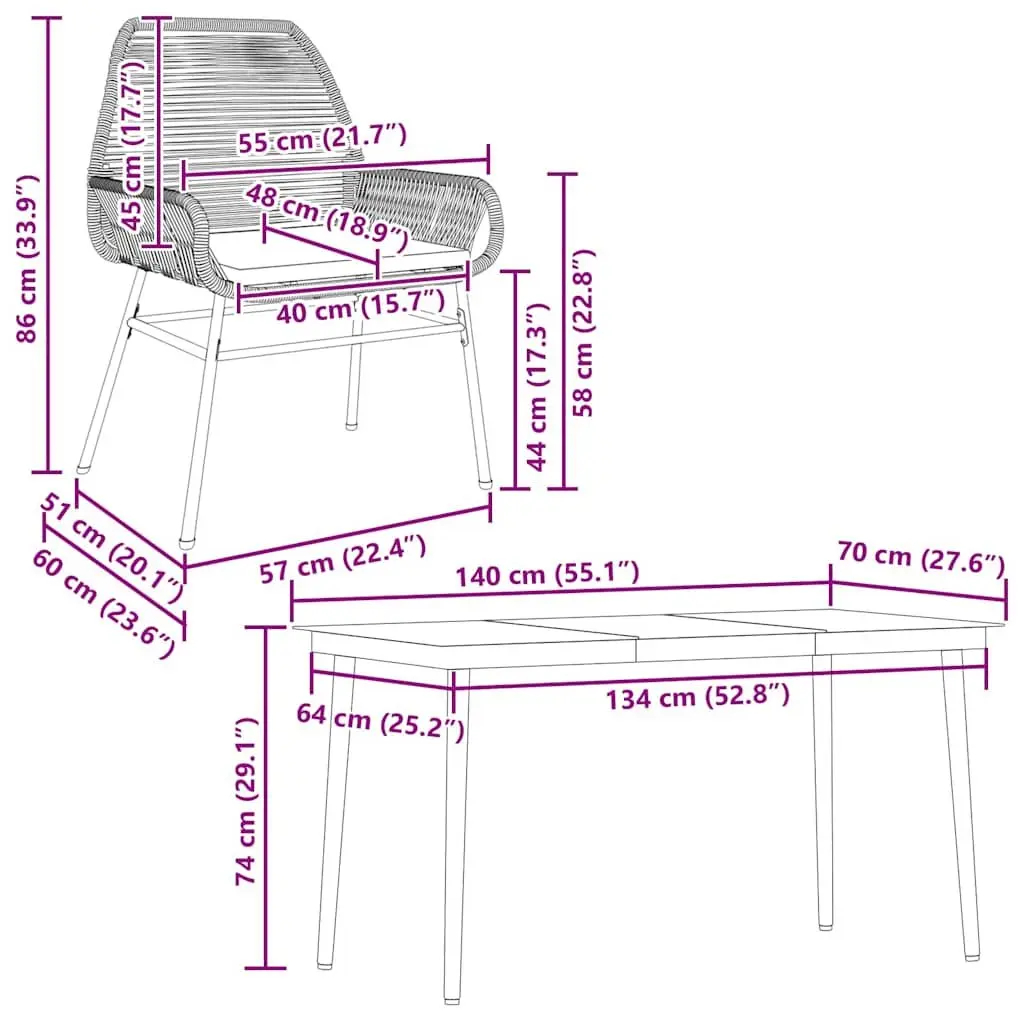 Garden Dining Set 5 Piece Black Poly Rattan Patio Furniture with Cushions Glass