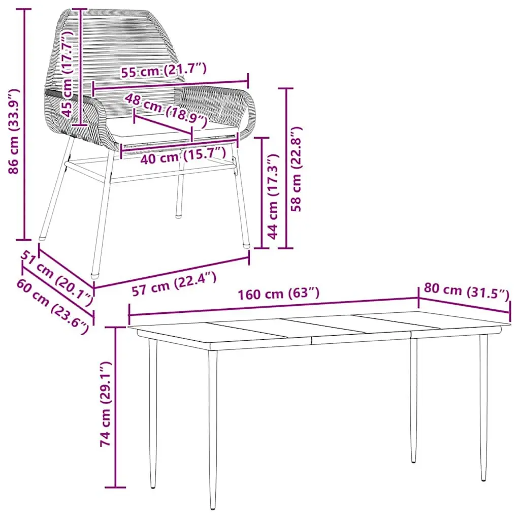 Outdoor Dining Set Black Poly Rattan Glass Top 5 Piece Patio Furniture