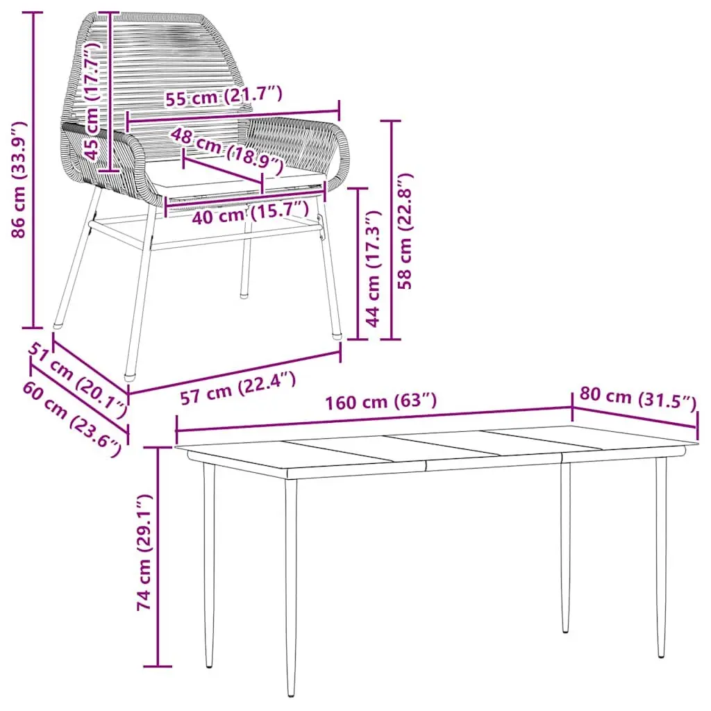 7 Piece Garden Dining Set Brown Cushioned Outdoor Furniture with Glass Table