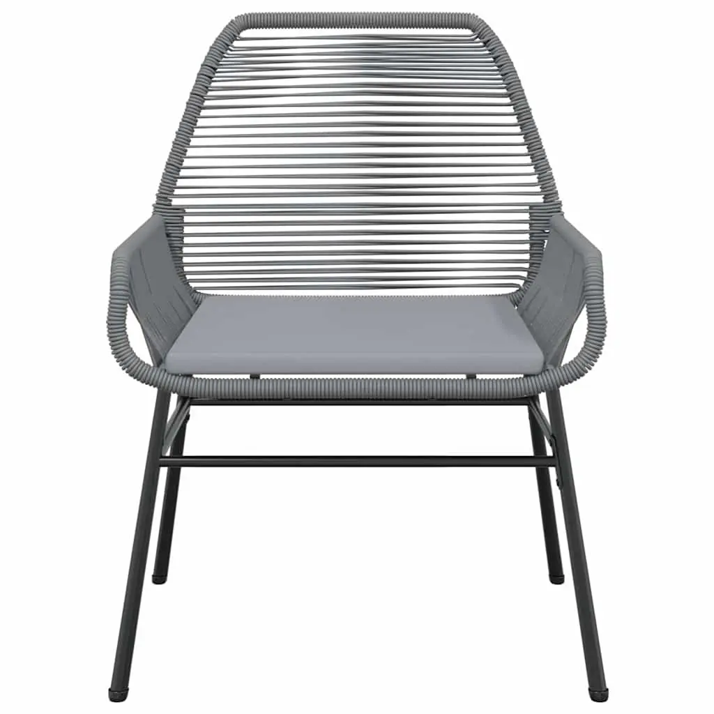 Garden Dining Set 3 Piece Outdoor Furniture Grey Poly Rattan Glass Table Chairs