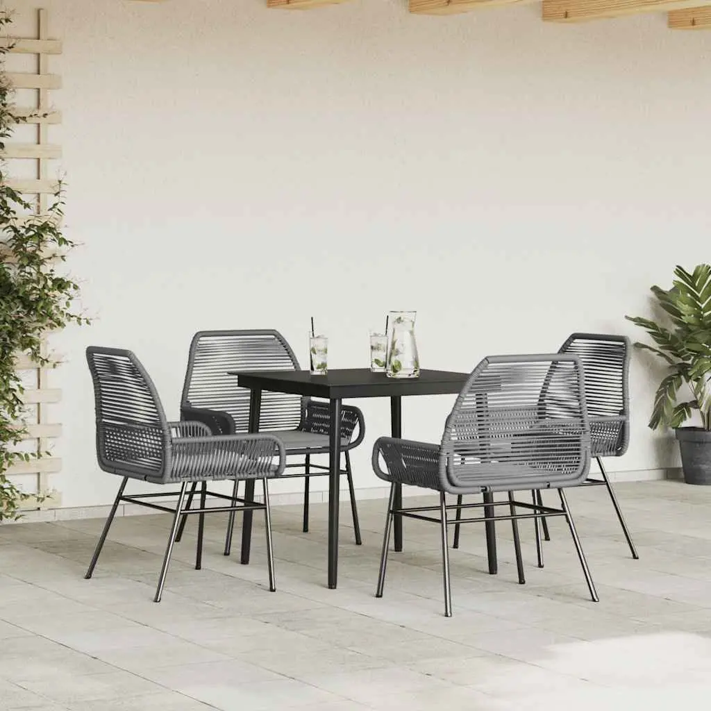 Garden Dining Set Grey 5 Piece Outdoor Furniture Table Chairs Poly Rattan