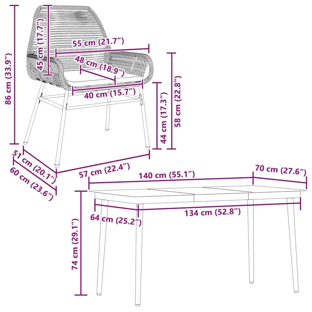 Garden Dining Set 5 Piece Outdoor Furniture Patio Table Chairs Grey with