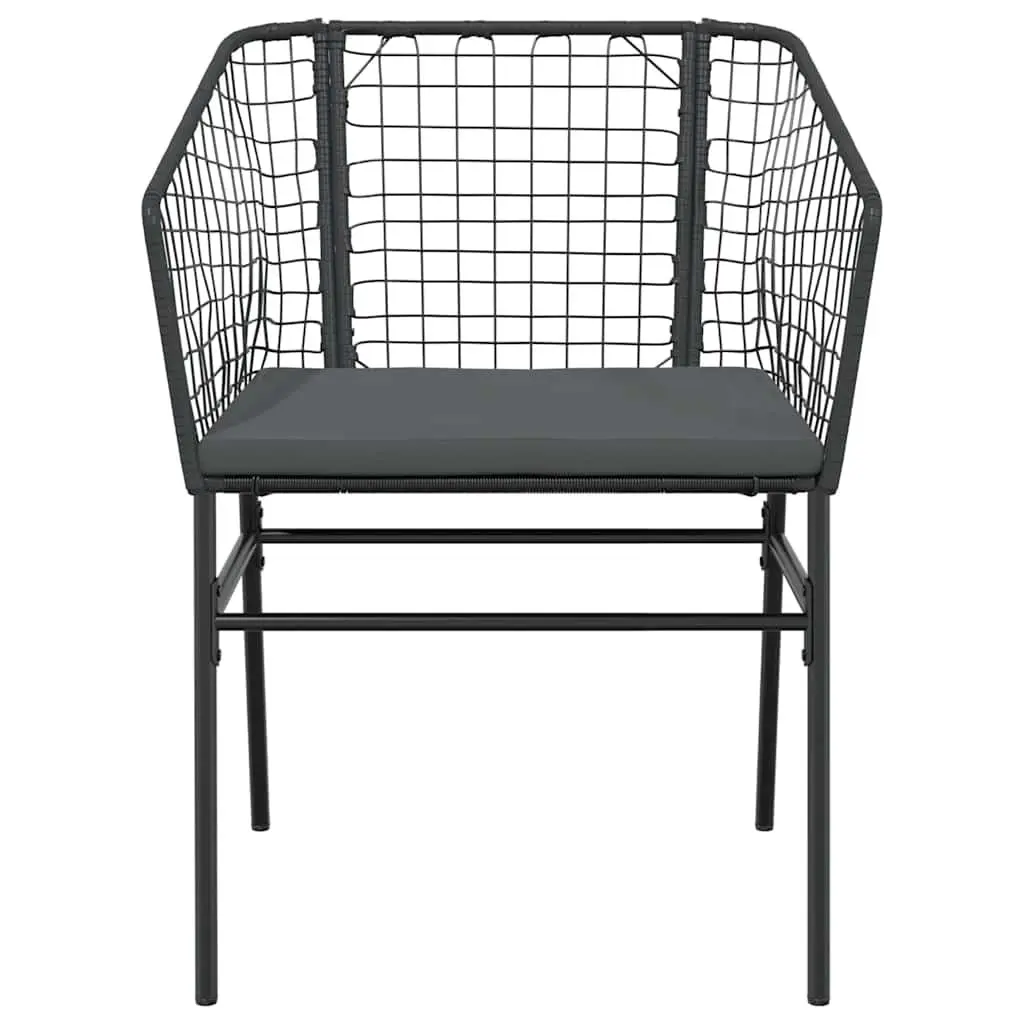 Garden Dining Set 3 Piece Outdoor Furniture Black Poly Rattan Glass Table Chair