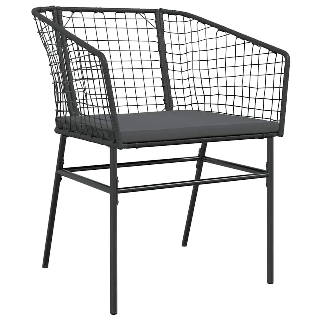 5 Piece Garden Dining Set Outdoor Patio Furniture Black Poly Rattan Glass Table