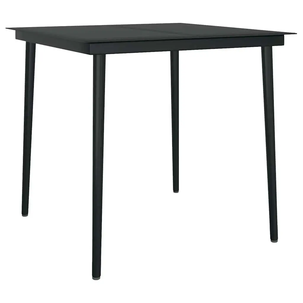 5 Piece Garden Dining Set Outdoor Patio Furniture Black Poly Rattan Glass Table