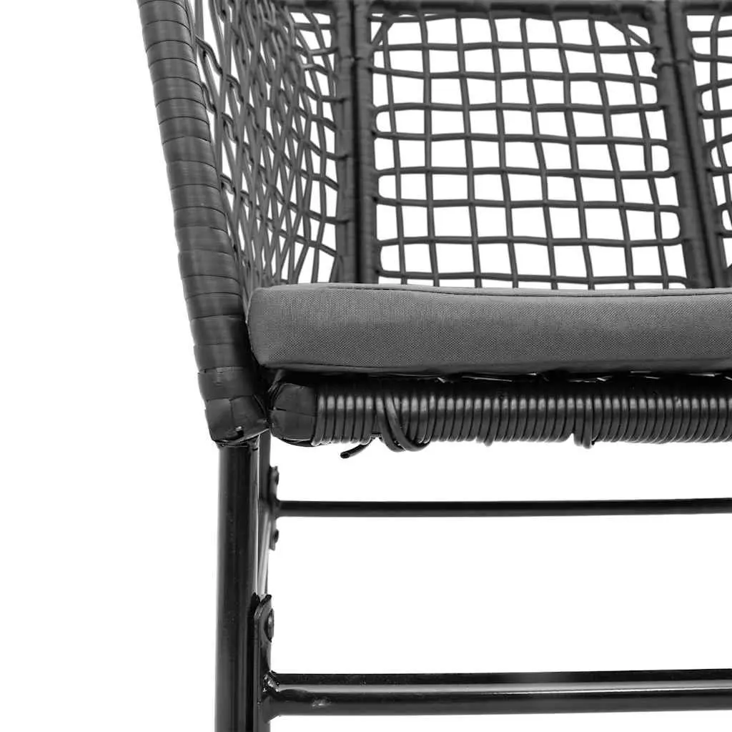 5 Piece Garden Dining Set Outdoor Patio Furniture Black Poly Rattan Glass Table