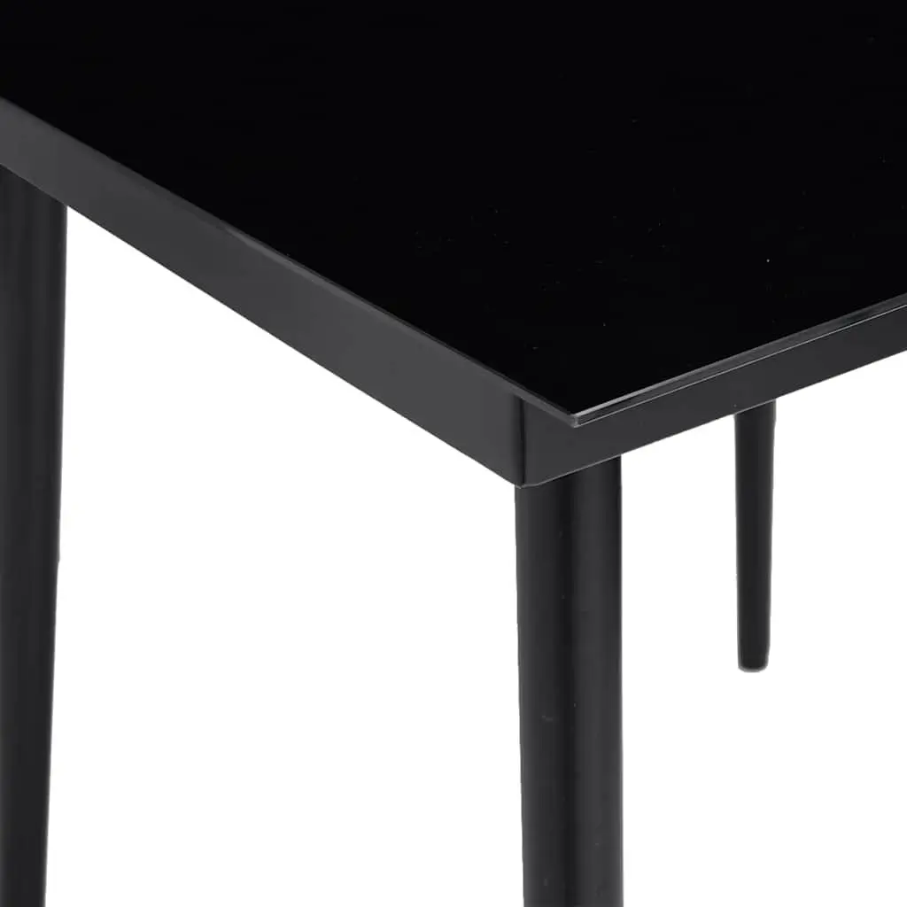 5 Piece Garden Dining Set Outdoor Patio Furniture Black Poly Rattan Glass Table