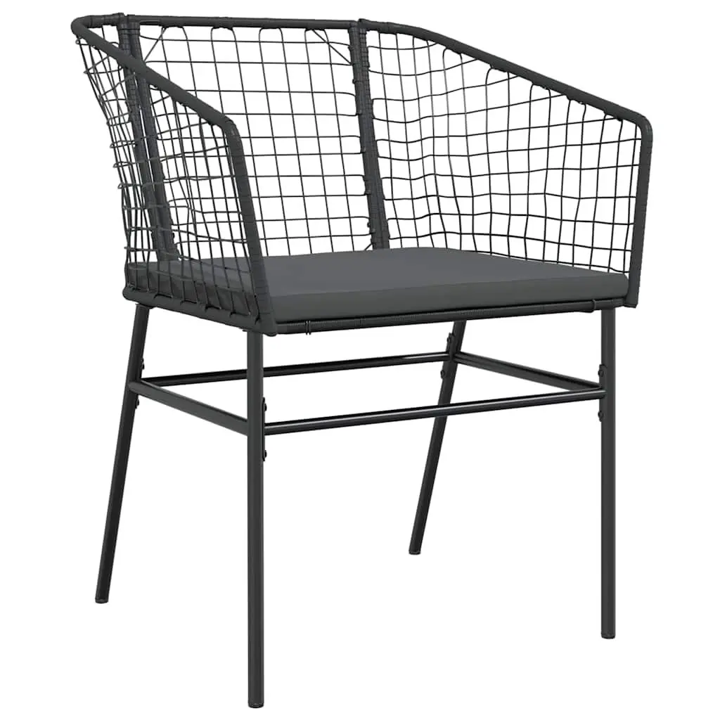 7 Piece Garden Dining Set Black Poly Rattan Table Chairs Cushions