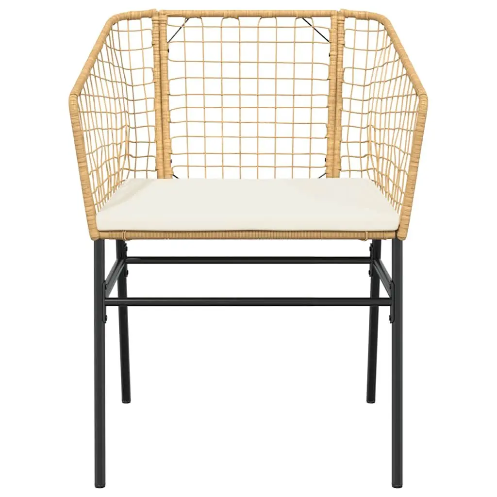 Garden Dining Set 3 Piece Brown Poly Rattan Patio Furniture with Glass Table