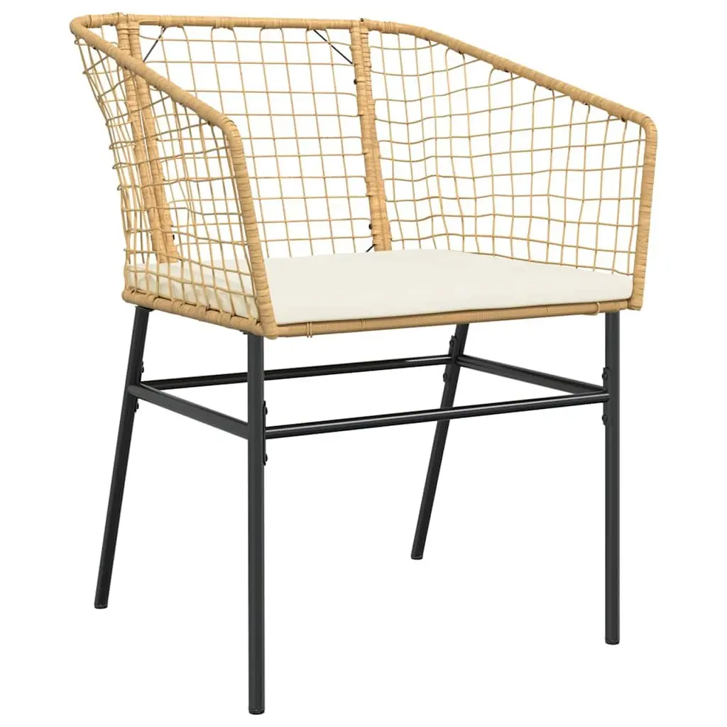 Outdoor Dining Set Brown Poly Rattan 5 Piece with Glass Tabletop Weather Resistant Cushions for Garden and Patio