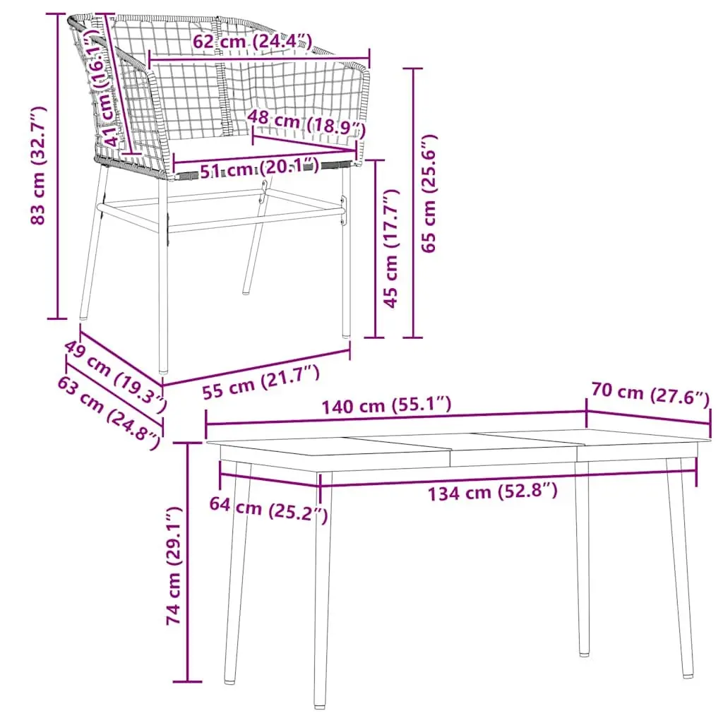 Outdoor Dining Set Brown Poly Rattan 5 Piece with Glass Tabletop Weather Resistant Cushions for Garden and Patio