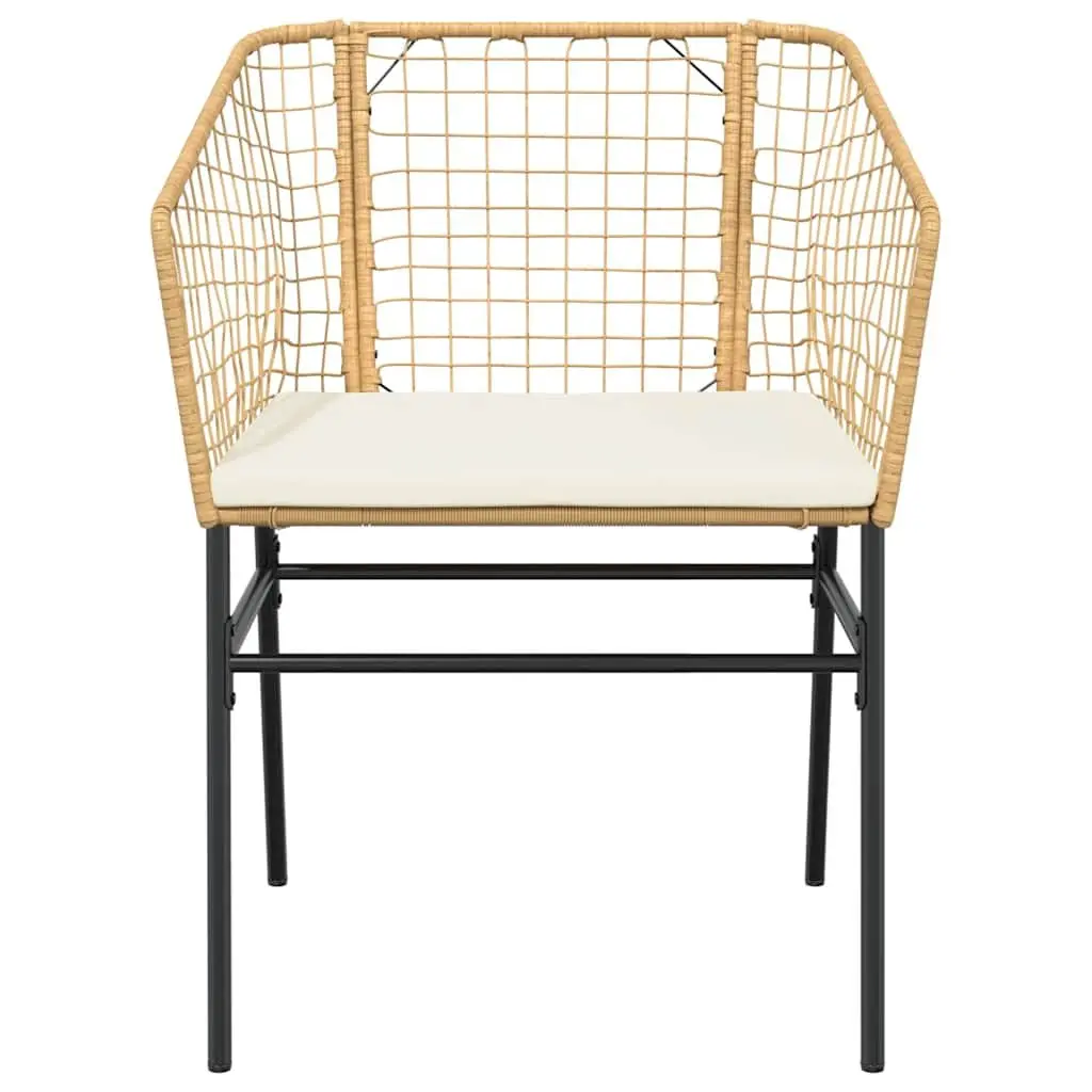 5 Piece Garden Dining Set Brown Poly Rattan Chairs with Cushions and Tempered Glass Table for Outdoor Patio